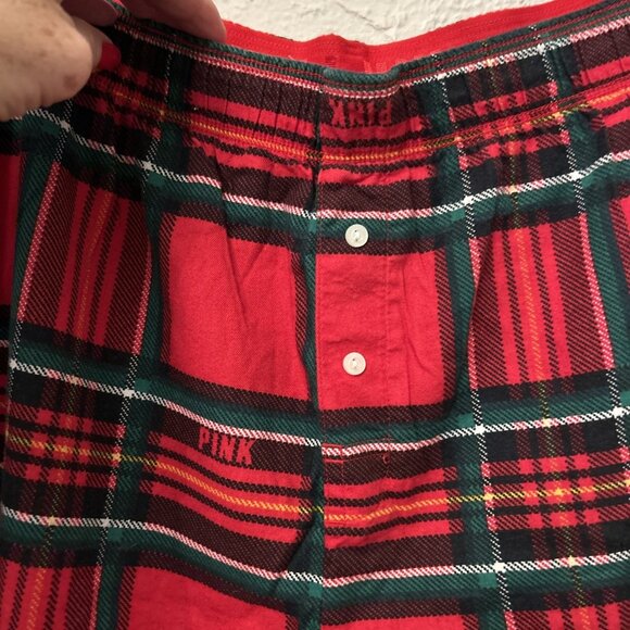 Victorias Secret PINK Pajama Lounge Pants Womens Size L Red Plaid - Picture 4 of 7